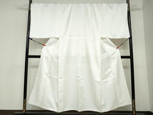 平和屋着物●男性　色紋付　長羽織セット　菱地紋　白色　キングサイズ　洗える着物　DABC2413ud