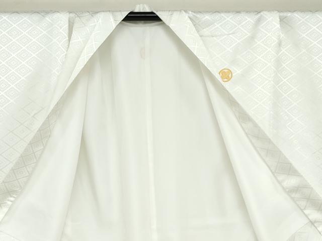 平和屋着物●男性　色紋付　長羽織セット　菱地紋　白色　キングサイズ　洗える着物　DABC2413ud