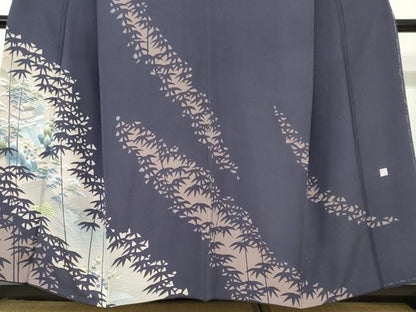 平和屋着物●名門・上野家　四代目 上野真(二代目 上野為二)　訪問着　流水風景文　シルエット　正絹　逸品　DABC2417ud