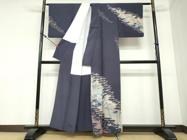 平和屋着物●名門・上野家　四代目 上野真(二代目 上野為二)　訪問着　流水風景文　シルエット　正絹　逸品　DABC2417ud