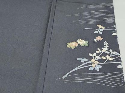 平和屋着物●訪問着　駒刺繍　流水雪輪草花文　金彩　松坂屋扱い　正絹　逸品　DABC2418ud