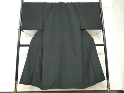 平和屋着物●男性　色無地　黒色　キングサイズ　洗える着物　DABC2422ud
