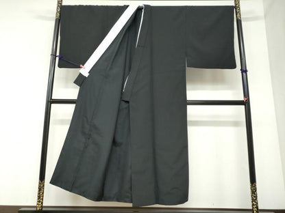 平和屋着物●男性　色無地　黒色　キングサイズ　洗える着物　DABC2422ud