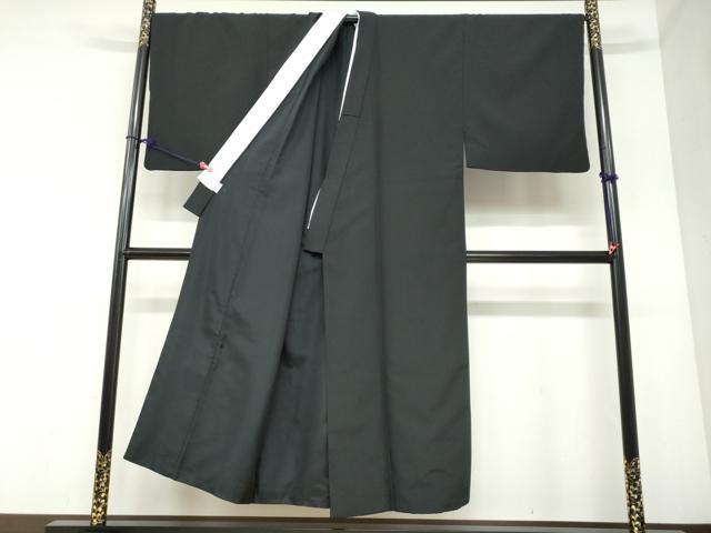 平和屋着物●男性　色無地　黒色　キングサイズ　洗える着物　DABC2422ud