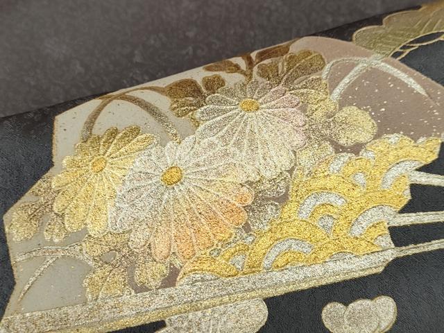 平和屋着物●金彩友禅　卓越技能者・名工・和田光正　訪問着　流水扇面草花文　金彩　正絹　逸品　DABC2423ud