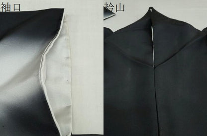 平和屋着物●訪問着　作家物　紬地　風神雷神　暈し染め　黒地　金彩　正絹　逸品　DABC2425ud
