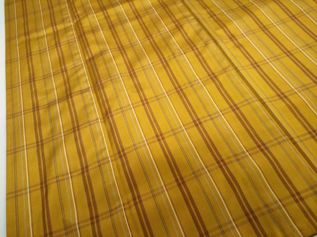 平和屋着物●本場黄八丈　平織　格子文　正絹　逸品　DABC2427ud