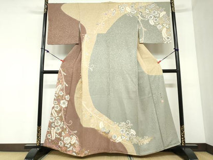 平和屋着物●吉乃一廉　幻の辻が花　訪問着　辻が花　金彩　正絹　逸品　DABC2429ud