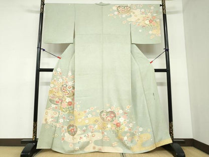 平和屋着物●京友禅の第一人者　松井青々　訪問着　吉祥草花文　金彩　正絹　逸品　DABC2430ud