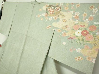 平和屋着物●京友禅の第一人者　松井青々　訪問着　吉祥草花文　金彩　正絹　逸品　DABC2430ud