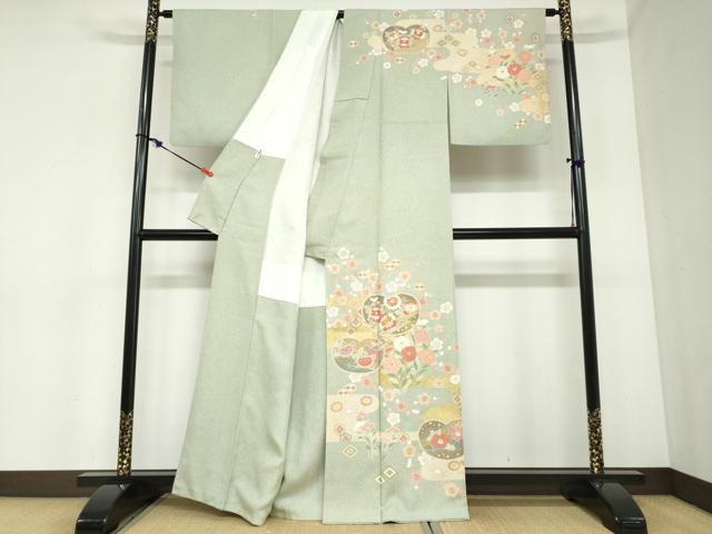 平和屋着物●京友禅の第一人者　松井青々　訪問着　吉祥草花文　金彩　正絹　逸品　DABC2430ud