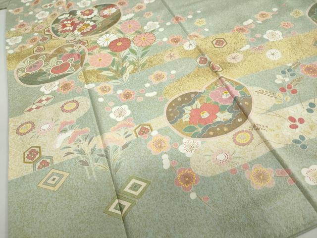 平和屋着物●京友禅の第一人者　松井青々　訪問着　吉祥草花文　金彩　正絹　逸品　DABC2430ud