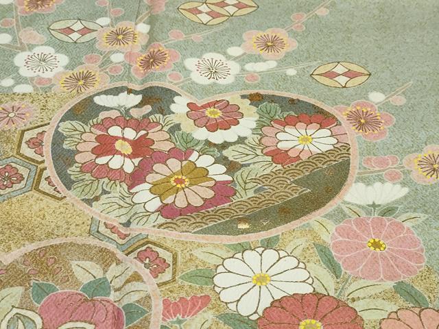 平和屋着物●京友禅の第一人者　松井青々　訪問着　吉祥草花文　金彩　正絹　逸品　DABC2430ud