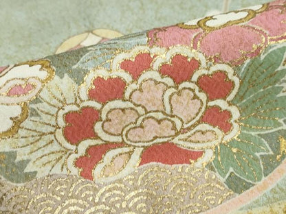 平和屋着物●京友禅の第一人者　松井青々　訪問着　吉祥草花文　金彩　正絹　逸品　DABC2430ud