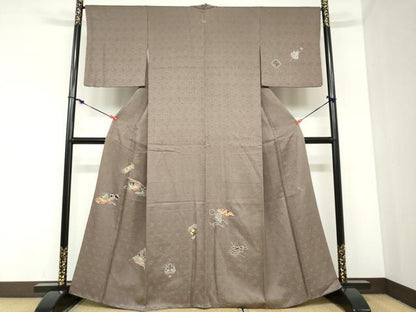 平和屋着物●京縫　月聖子　訪問着　総刺繍　吉祥文　金糸　金通し地　正絹　逸品　DABC2431ud