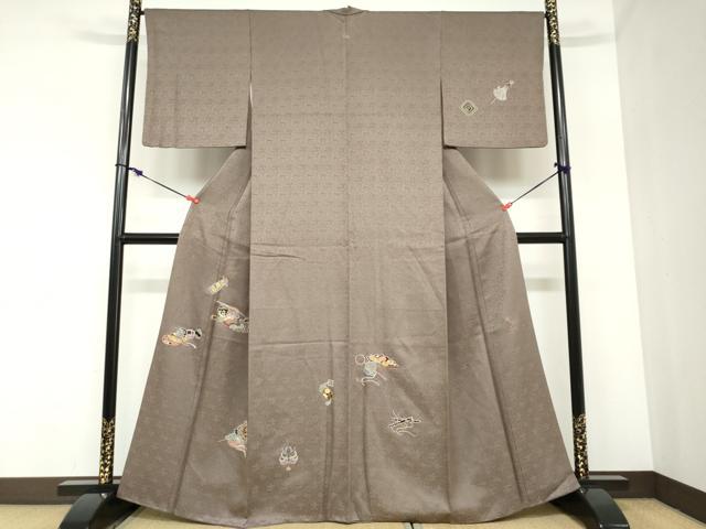 平和屋着物●京縫　月聖子　訪問着　総刺繍　吉祥文　金糸　金通し地　正絹　逸品　DABC2431ud