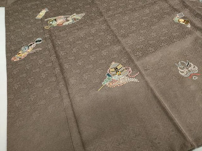 平和屋着物●京縫　月聖子　訪問着　総刺繍　吉祥文　金糸　金通し地　正絹　逸品　DABC2431ud