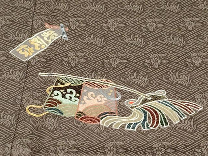 平和屋着物●京縫　月聖子　訪問着　総刺繍　吉祥文　金糸　金通し地　正絹　逸品　DABC2431ud