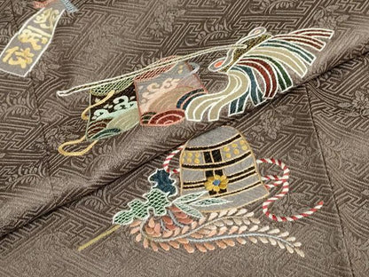 平和屋着物●京縫　月聖子　訪問着　総刺繍　吉祥文　金糸　金通し地　正絹　逸品　DABC2431ud