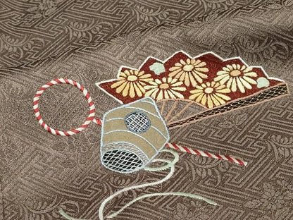 平和屋着物●京縫　月聖子　訪問着　総刺繍　吉祥文　金糸　金通し地　正絹　逸品　DABC2431ud