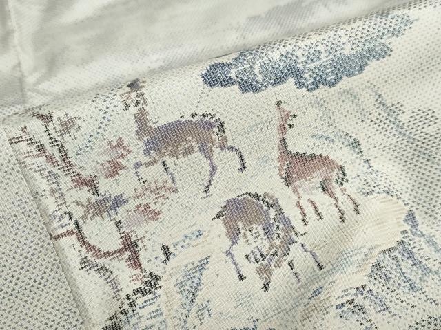 平和屋着物●都喜ヱ門　本場大島紬　9マルキ　奥山に集う　証紙付き　藤絹織物謹製　正絹　逸品　DABC2433ud