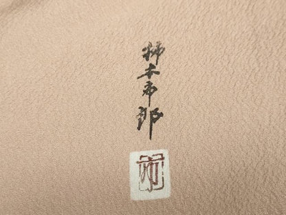 平和屋着物●本加賀友禅作家　柿本市郎監修　小紋　舞花文　小田急百貨店扱い　正絹　逸品　DABC2435ud