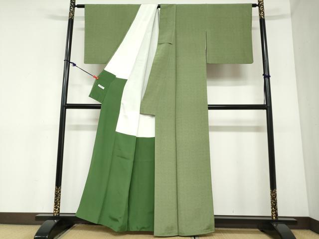平和屋着物●重要無形文化財　人間国宝　中村勇二郎　江戸小紋　草木染　紫陽花縮緬　古代菊　反端付き　正絹　逸品　DABC2438ud