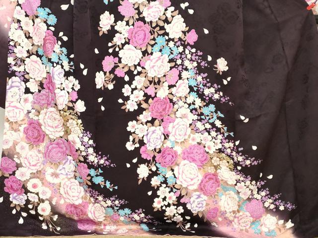 平和屋着物●豪華振袖　ラインストーン　草花文　金銀彩　正絹　逸品　DABC2441ud