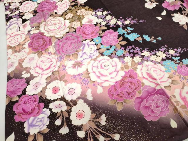平和屋着物●豪華振袖　ラインストーン　草花文　金銀彩　正絹　逸品　DABC2441ud