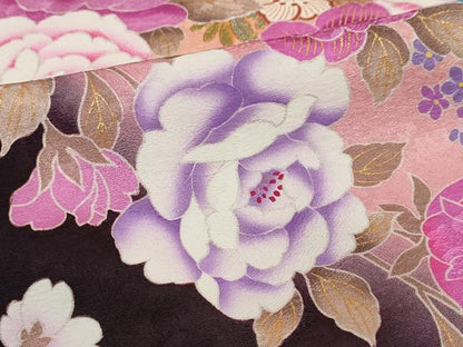 平和屋着物●豪華振袖　ラインストーン　草花文　金銀彩　正絹　逸品　DABC2441ud