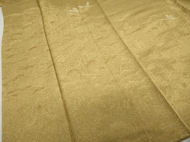 平和屋着物●本加賀友禅作家　押田正義監修　色留訪問着　飛鶴御所車草花文　正絹　逸品　未使用　DABC2450ud