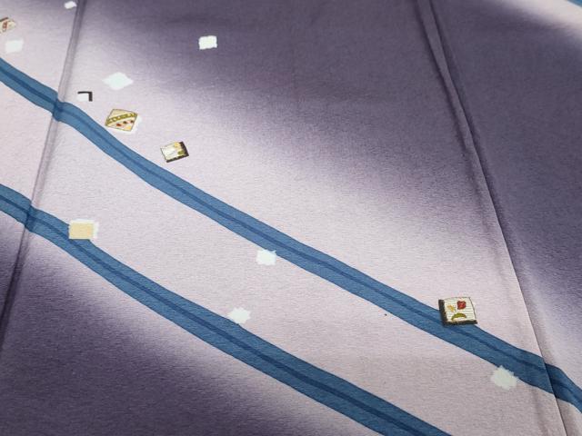 平和屋着物●五代 歌舞伎役者　坂東八十助　訪問着　刺繍　箔散らし文　暈し染め　金彩　正絹　逸品　DABC2452ud