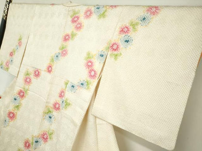 平和屋着物●訪問着　総絞り　草花文　正絹　逸品　DABC2453ud
