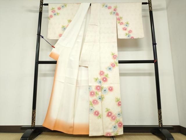 平和屋着物●訪問着　総絞り　草花文　正絹　逸品　DABC2453ud
