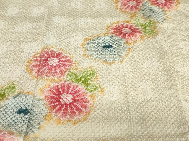 平和屋着物●訪問着　総絞り　草花文　正絹　逸品　DABC2453ud