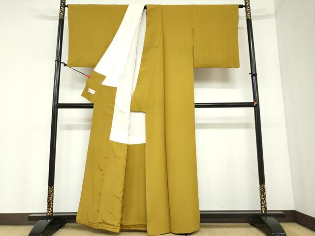 平和屋着物●上質な色無地　山吹茶色　やまと誂製　正絹　逸品　DABC2454ud