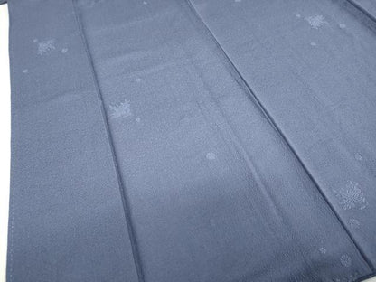平和屋着物●上質な色無地　草花地紋　青褐色　正絹　逸品　DABC2455ud