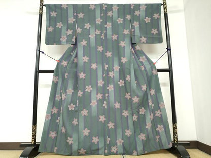 平和屋着物●小紋　舞桜文　洗える着物　DABC2460ud