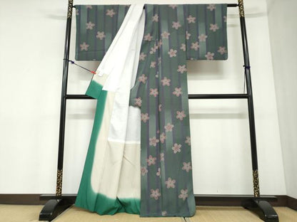 平和屋着物●小紋　舞桜文　洗える着物　DABC2460ud