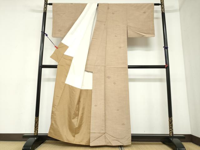 平和屋着物●上質な紬　松葉文　正絹　逸品　DABC2465ud