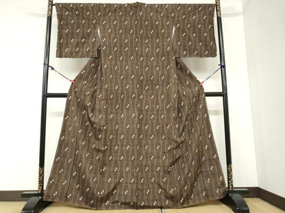平和屋着物●上質な紬　絣文様　正絹　逸品　未使用　DABC2469ud