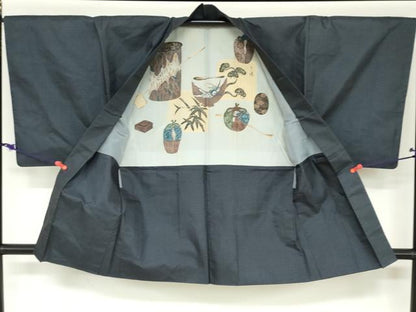 平和屋着物●男性　本場大島紬　アンサンブル　長羽織　100亀甲　総詰め　正絹　逸品　DABC2472ud