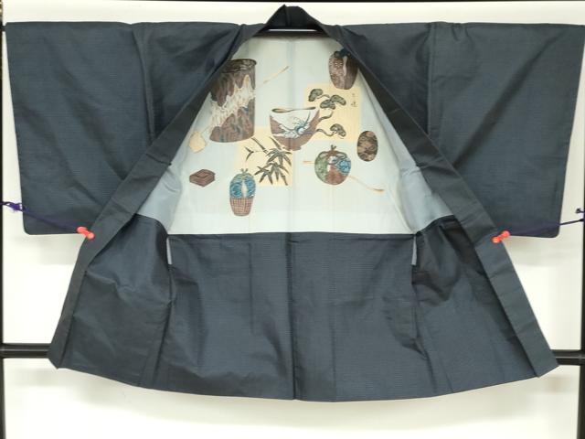 平和屋着物●男性　本場大島紬　アンサンブル　長羽織　100亀甲　総詰め　正絹　逸品　DABC2472ud
