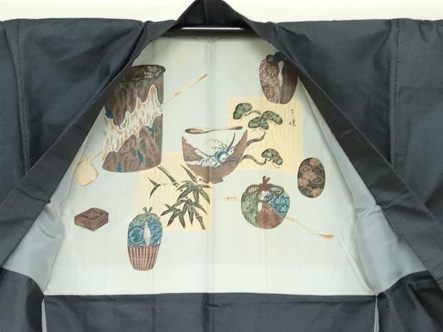 平和屋着物●男性　本場大島紬　アンサンブル　長羽織　100亀甲　総詰め　正絹　逸品　DABC2472ud