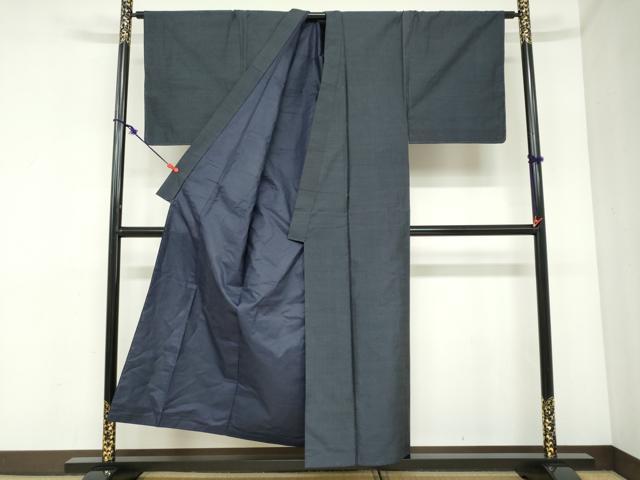 平和屋着物●男性　紬　アンサンブル　長羽織　80亀甲　総詰め　正絹　逸品　DABC2475ud