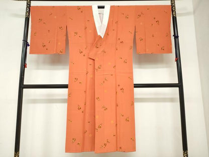 平和屋着物●長襦袢　袷　草花鈴文　金彩　正絹　逸品　未使用　DABC2477ud