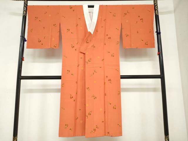 平和屋着物●長襦袢　袷　草花鈴文　金彩　正絹　逸品　未使用　DABC2477ud