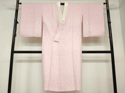 平和屋着物●長襦袢　袷　地紋起こし　舞桜地紋　正絹　逸品　DABC2478ud
