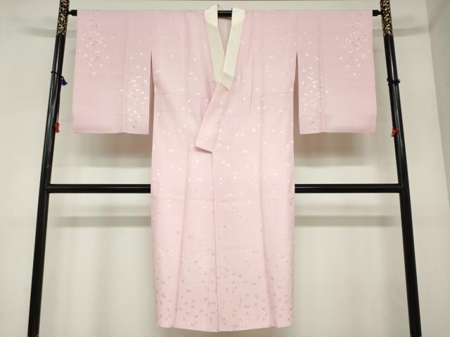 平和屋着物●長襦袢　袷　地紋起こし　舞桜地紋　正絹　逸品　DABC2478ud