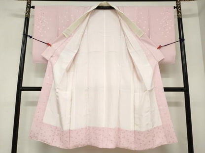 平和屋着物●長襦袢　袷　地紋起こし　舞桜地紋　正絹　逸品　DABC2478ud